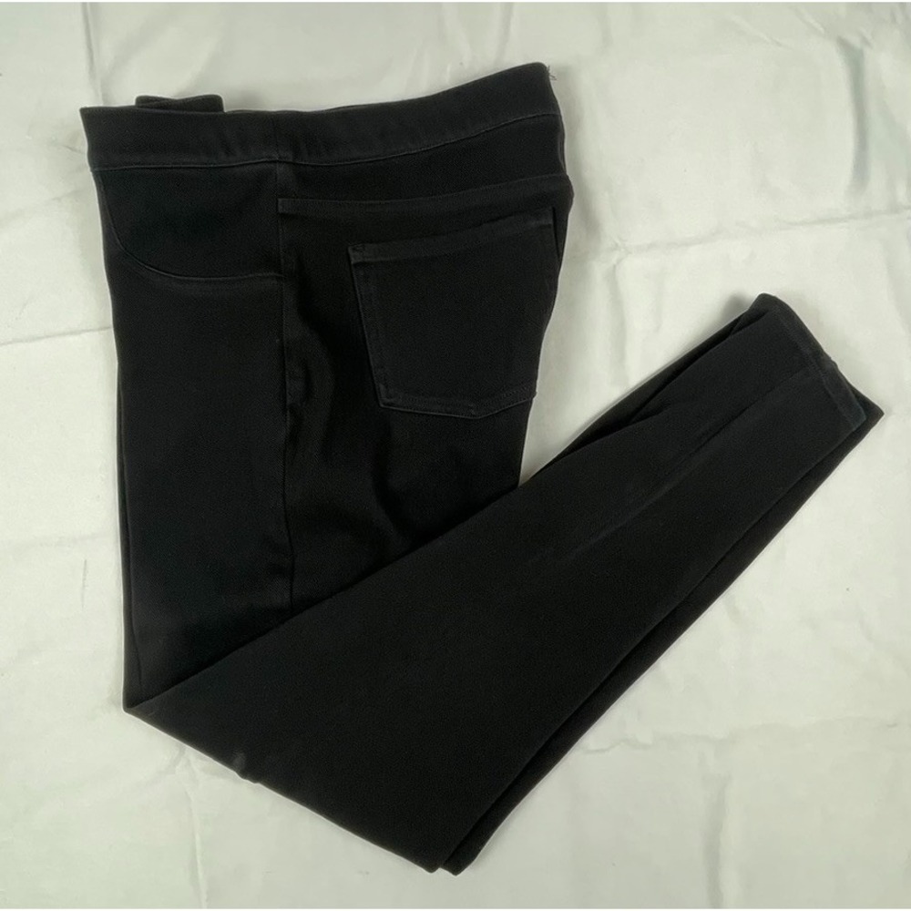 SPANX FAUX LEATHER LEGGINGS WOMENS LARGE BLACK SKINNY PULL ON PANTS STRETCH